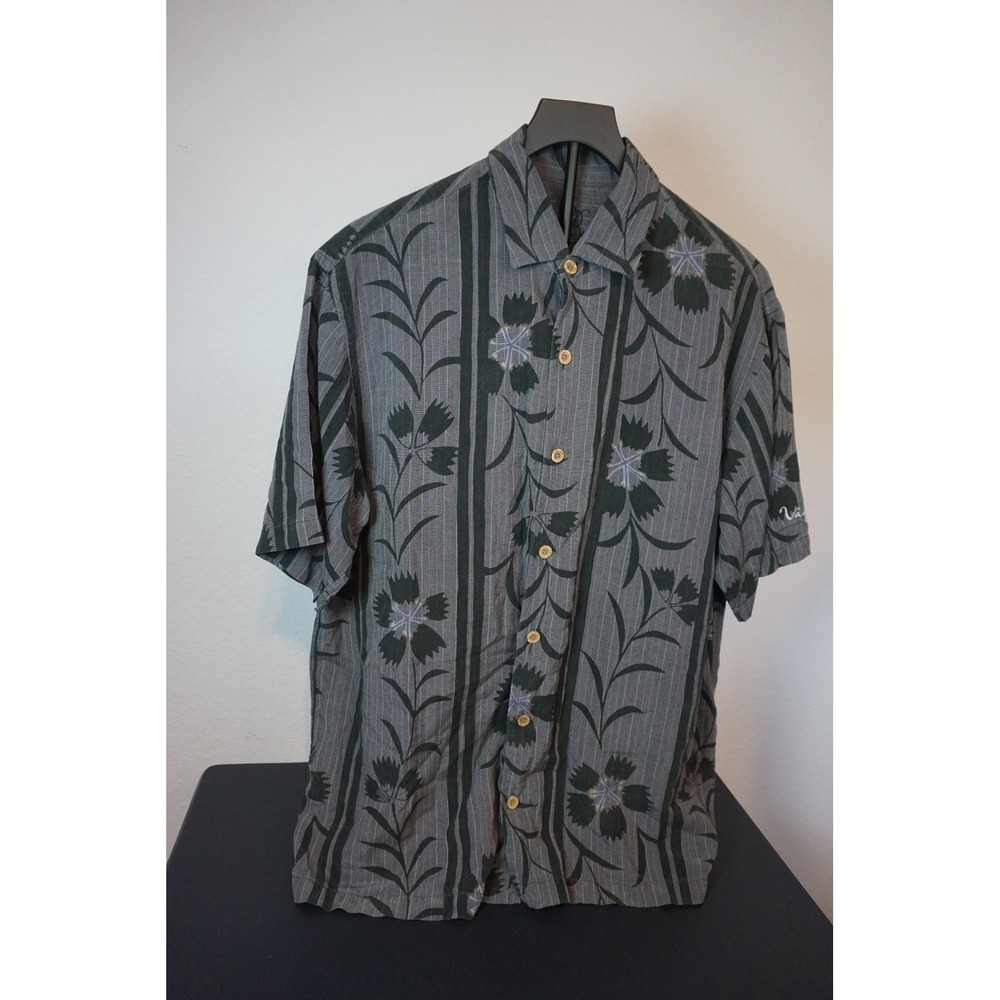Tommy Bahama Vaquero Mens Large Gray Floral Tencel Short Sleeve Shirt T32322